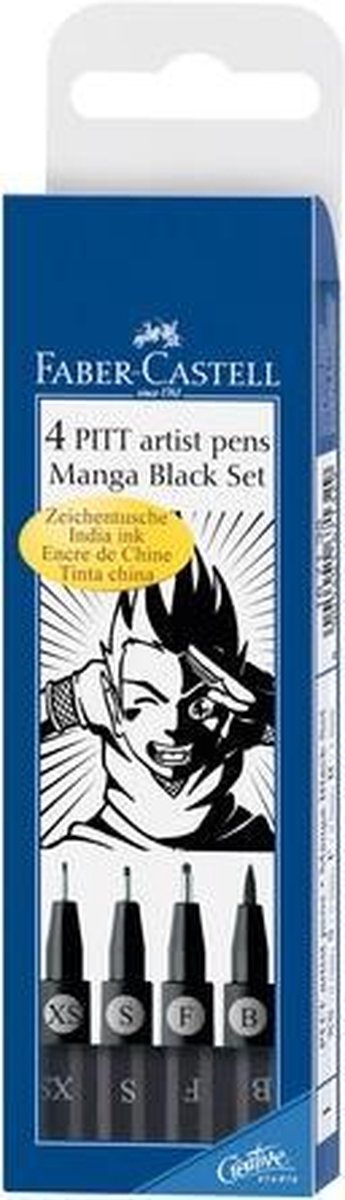 Faber Castell Tekenstift Faber-castell Pitt Artist Pen Manga 4-delig Etui Black