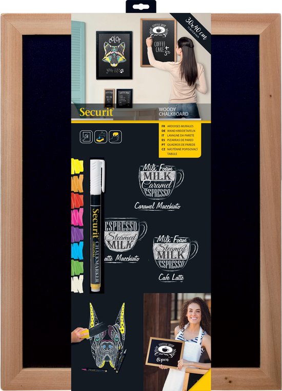 Securit Krijtbord Woody Ft 30 X 40 Cm, T - Wit
