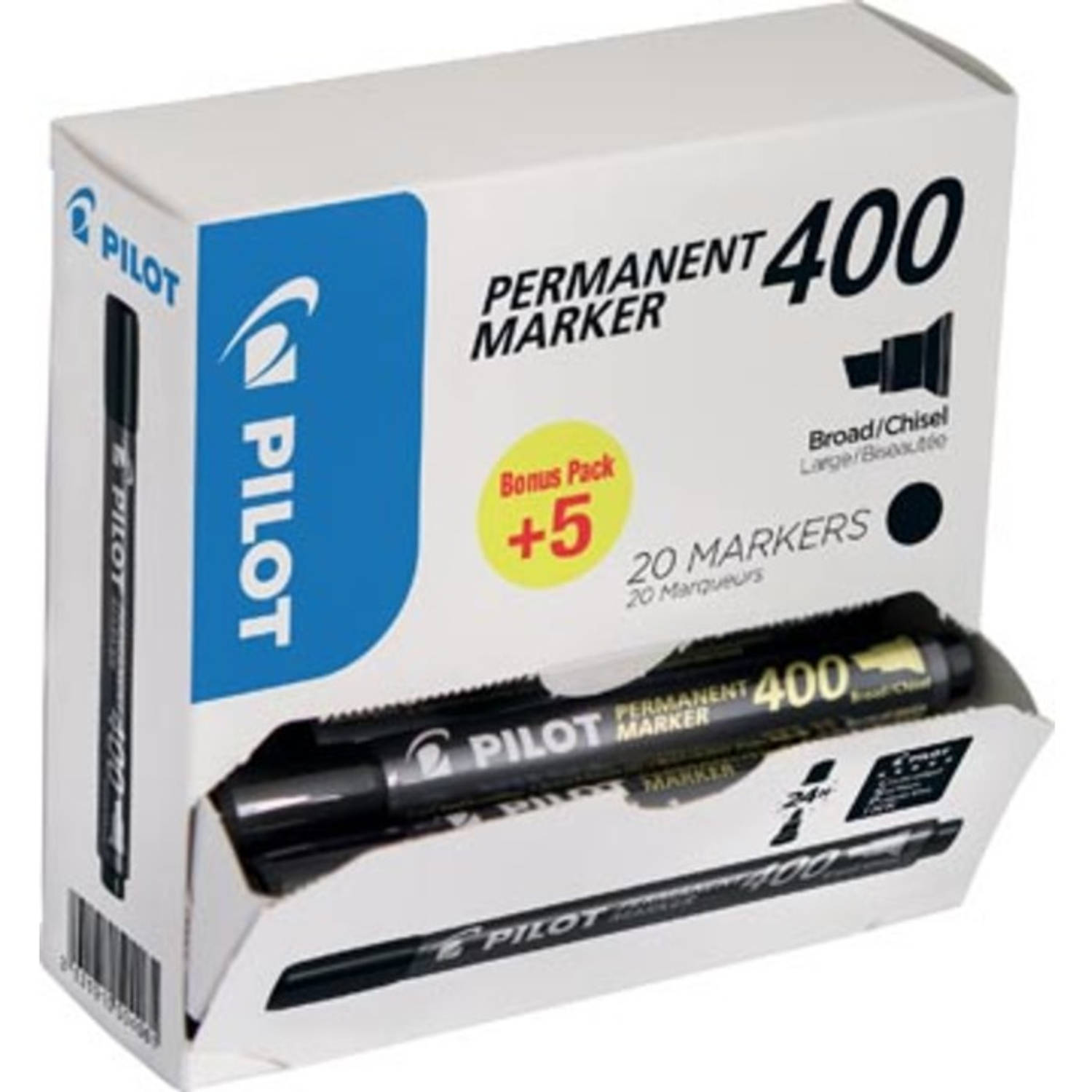 Pilot Permanent Marker 400, Xxl Doos Met 15 + 5 Stuks, - Zwart