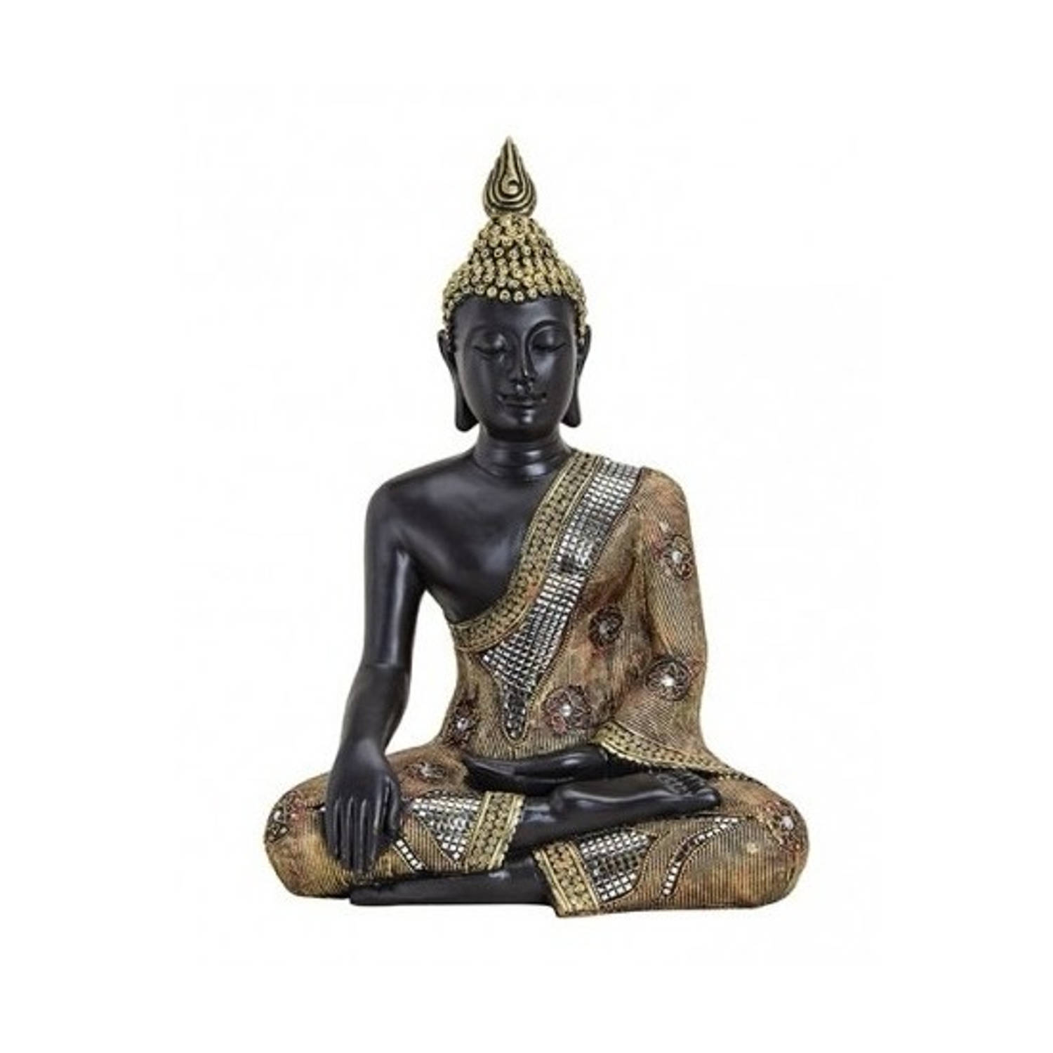 Boeddha Beeld/goud 45 Cm Van Polystone - Zwart