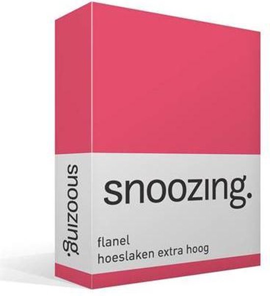 Snoozing - Flanel - Hoeslaken - Extra Hoog - 70x200 - Fuchsia - Roze