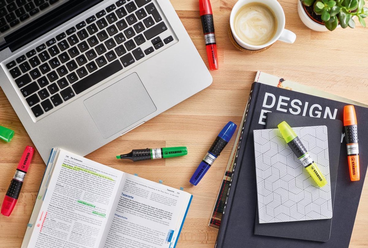 Stabilo Markeerstift Luminator Etui Van 4 Stuks In Geassorteerde Kleuren: Geel, Groen, Oranje En - Roze