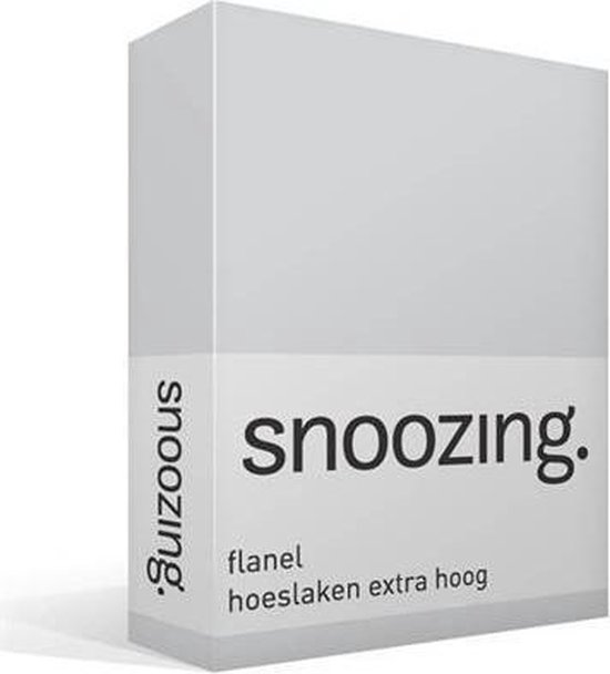 Snoozing - Flanel - Hoeslaken - Extra Hoog - 80/90 X200 - - Grijs