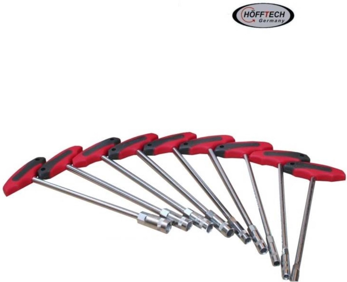 Hofftech Dopsleutelset T-greep 9 Delig Dop 6-14 Mm - Zwart