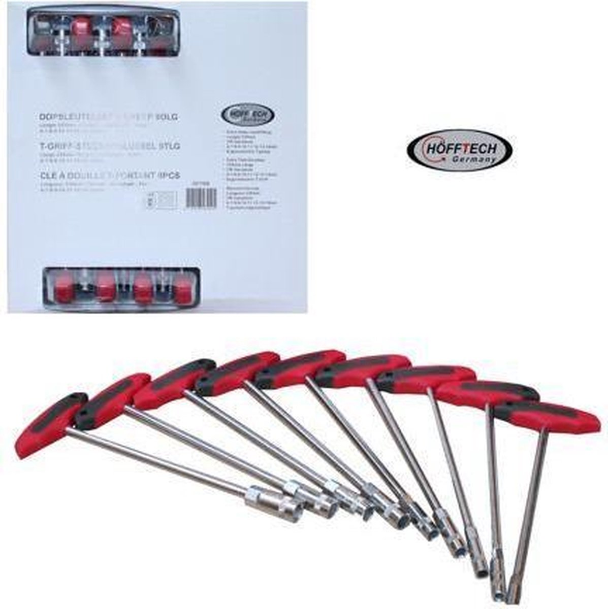 Hofftech Dopsleutelset T-greep 9 Delig Dop 6-14 Mm - Zwart