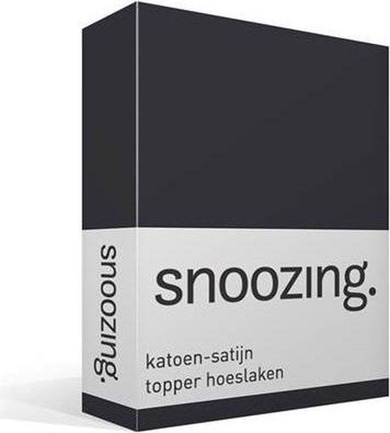 Snoozing - Katoen-satijn - Topper - Hoeslaken - 80x200 - Antraciet - Grijs