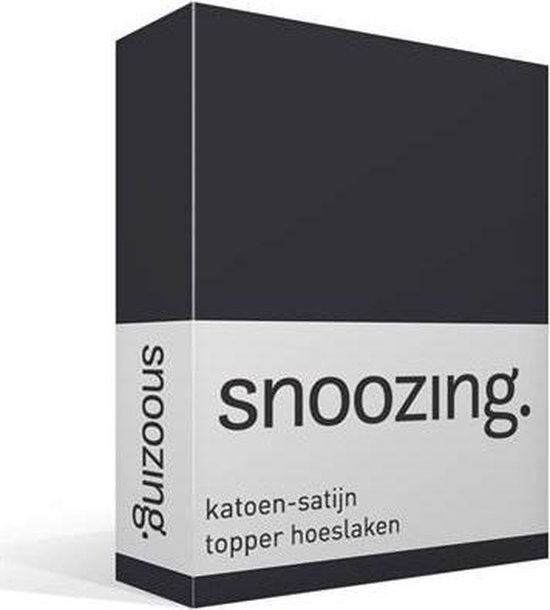 Snoozing - Katoen-satijn - Topper - Hoeslaken - 80x220 - Antraciet - Grijs