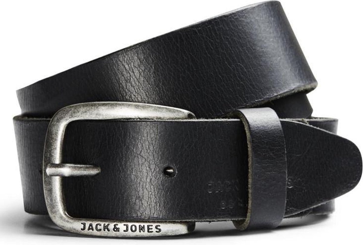 JACK & JONES - Leren riem met logo op de gesp in - Zwart