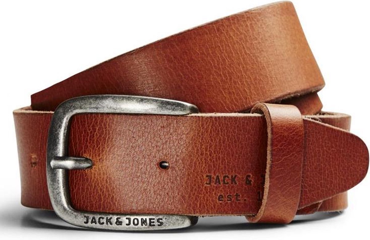 JACK & JONES - Leren riem met gesp met logo in - Bruin