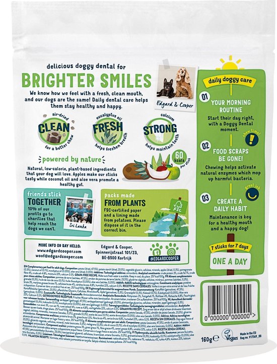 Edgard&Cooper Doggy Dental Appel - Hondensnacks - M