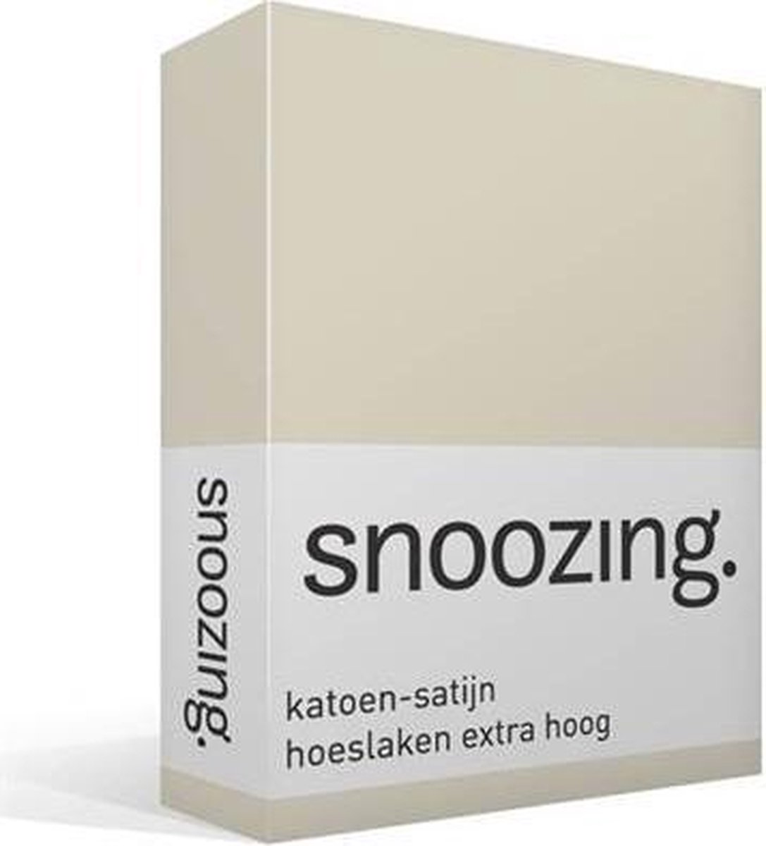 Snoozing - Katoen-satijn - Hoeslaken - Extra Hoog - 90x210 - Ivoor - Wit