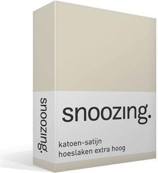 Snoozing - Katoen-satijn - Hoeslaken - Extra Hoog - 140x200 - Ivoor - Wit