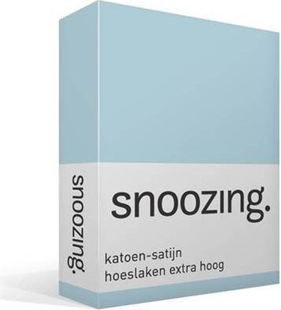 Snoozing - Katoen-satijn - Hoeslaken - Extra Hoog - 80x220 - Hemel - Blauw