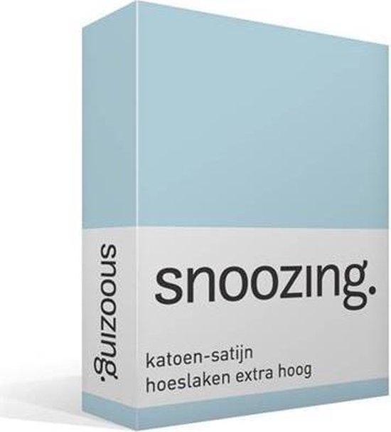 Snoozing - Katoen-satijn - Hoeslaken - Extra Hoog - 90x200 - Hemel - Blauw