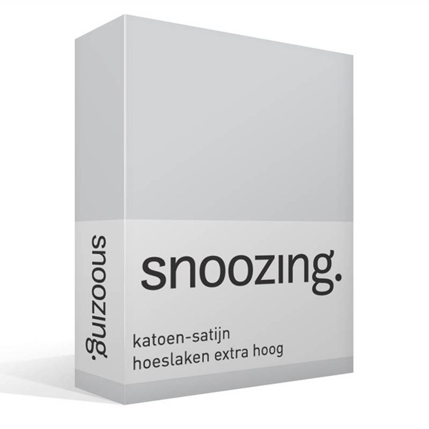 Snoozing - Katoen-satijn - Hoeslaken - Extra Hoog - 80x200 - - Grijs