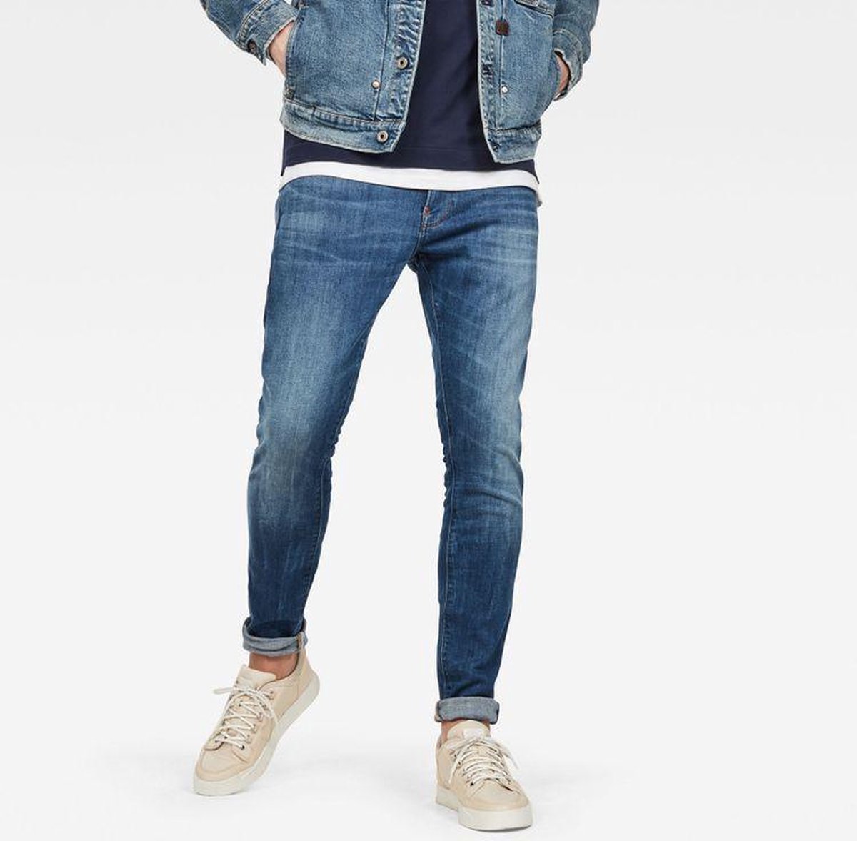 G-Star - Skinny-fit jeans in medium slijtage-Blauw