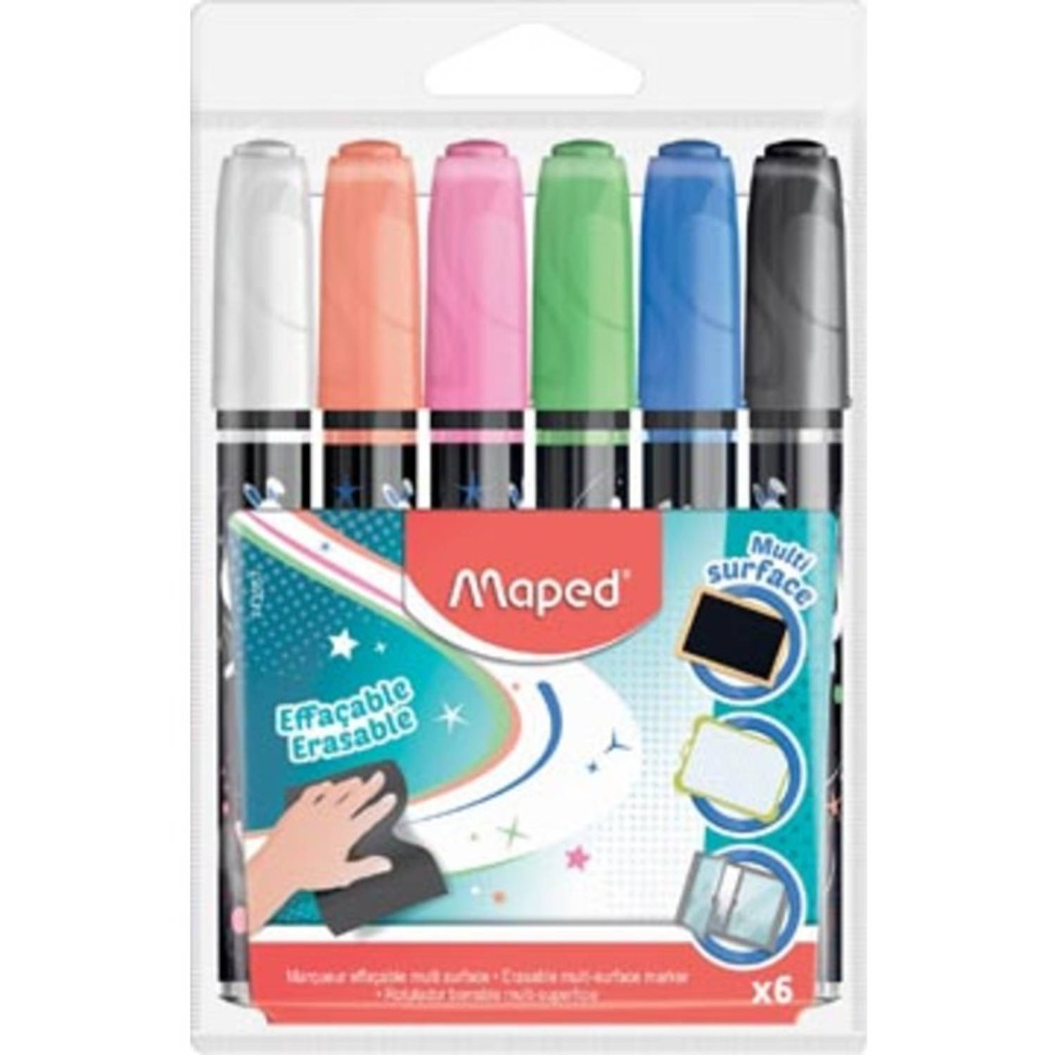 Maped Krijtmarker, Etui Met 6 Stuks In Geassorteerde Kleuren