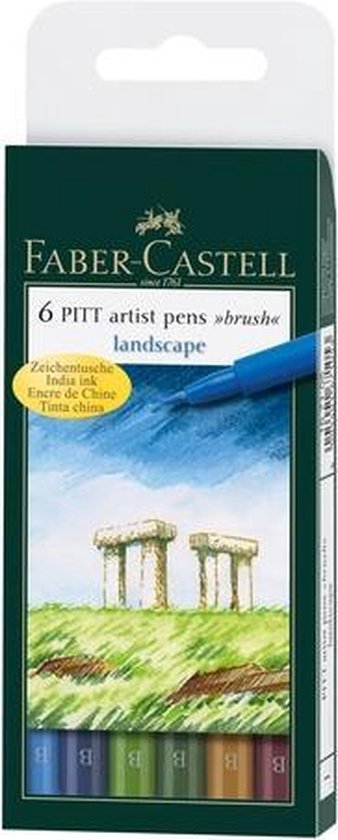 Faber Castell Tekenstift Faber-castell Pitt Artist Pen 6-delig Etui Landscape