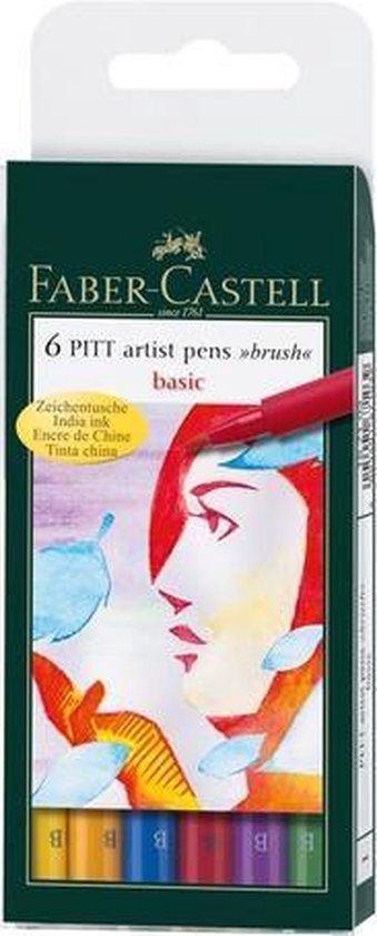 Faber Castell Tekenstift Faber-castell Pitt Artist Pen 6-delig Etui Basic
