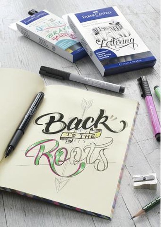 Faber Castell Tekenstift Faber-castell Pitt Artist Pen Handlettering 8-delig Basisetui - Zwart