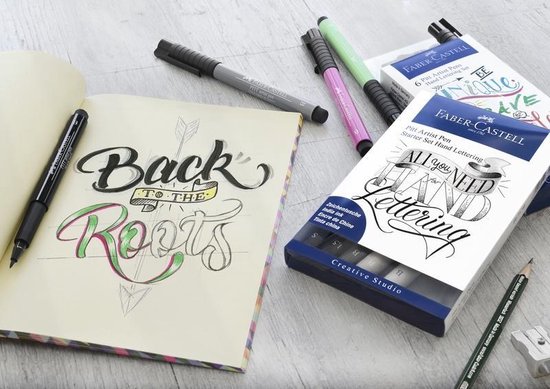 Faber Castell Tekenstift Faber-castell Pitt Artist Pen Handlettering 8-delig Basisetui - Zwart
