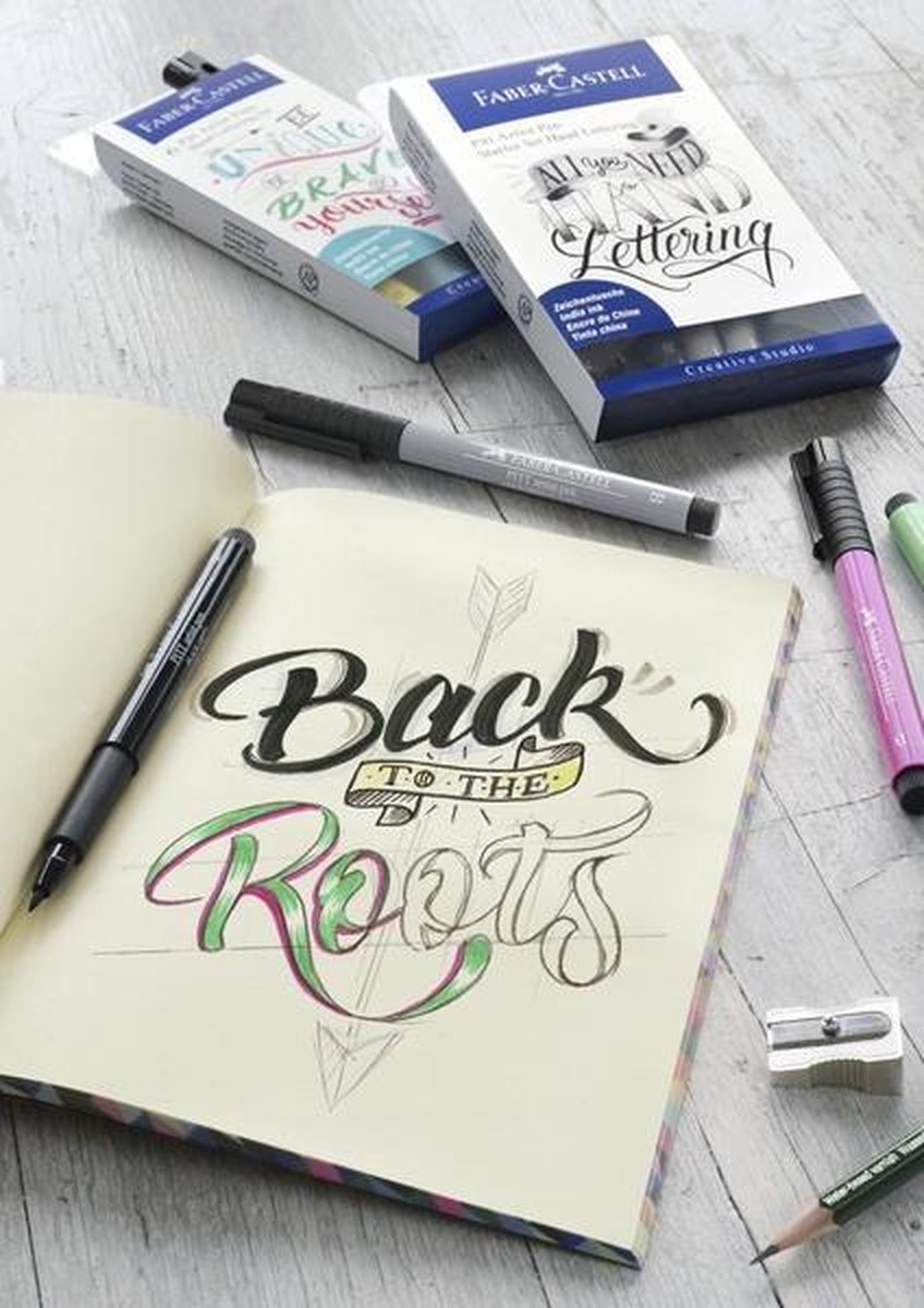 Faber Castell Tekenstift Faber-castell Pitt Artist Pen Handlettering 8-delig Basisetui - Zwart