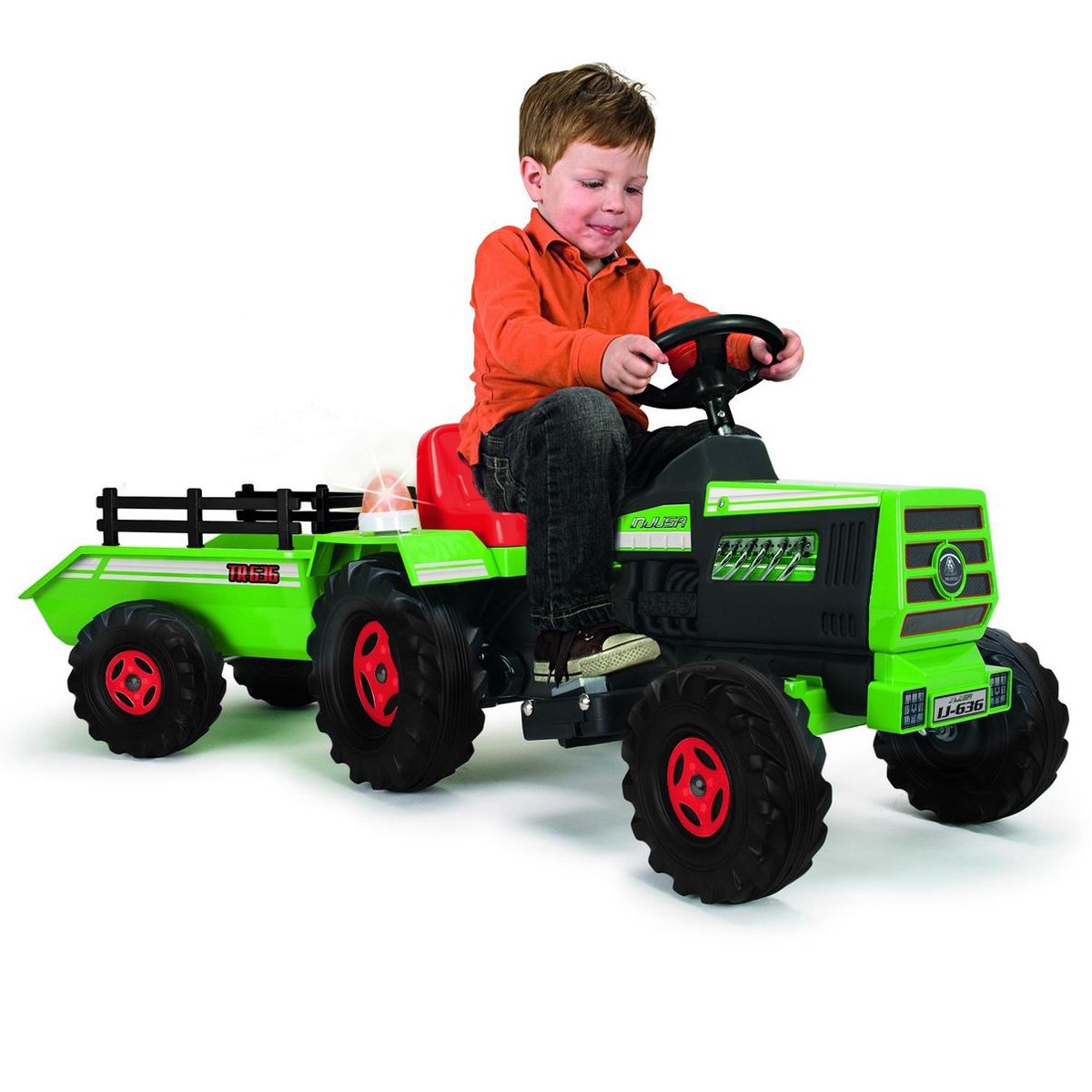 Injusa Accuvoertuig Tractor Met Aanhanger 6v 140 Cm - Groen