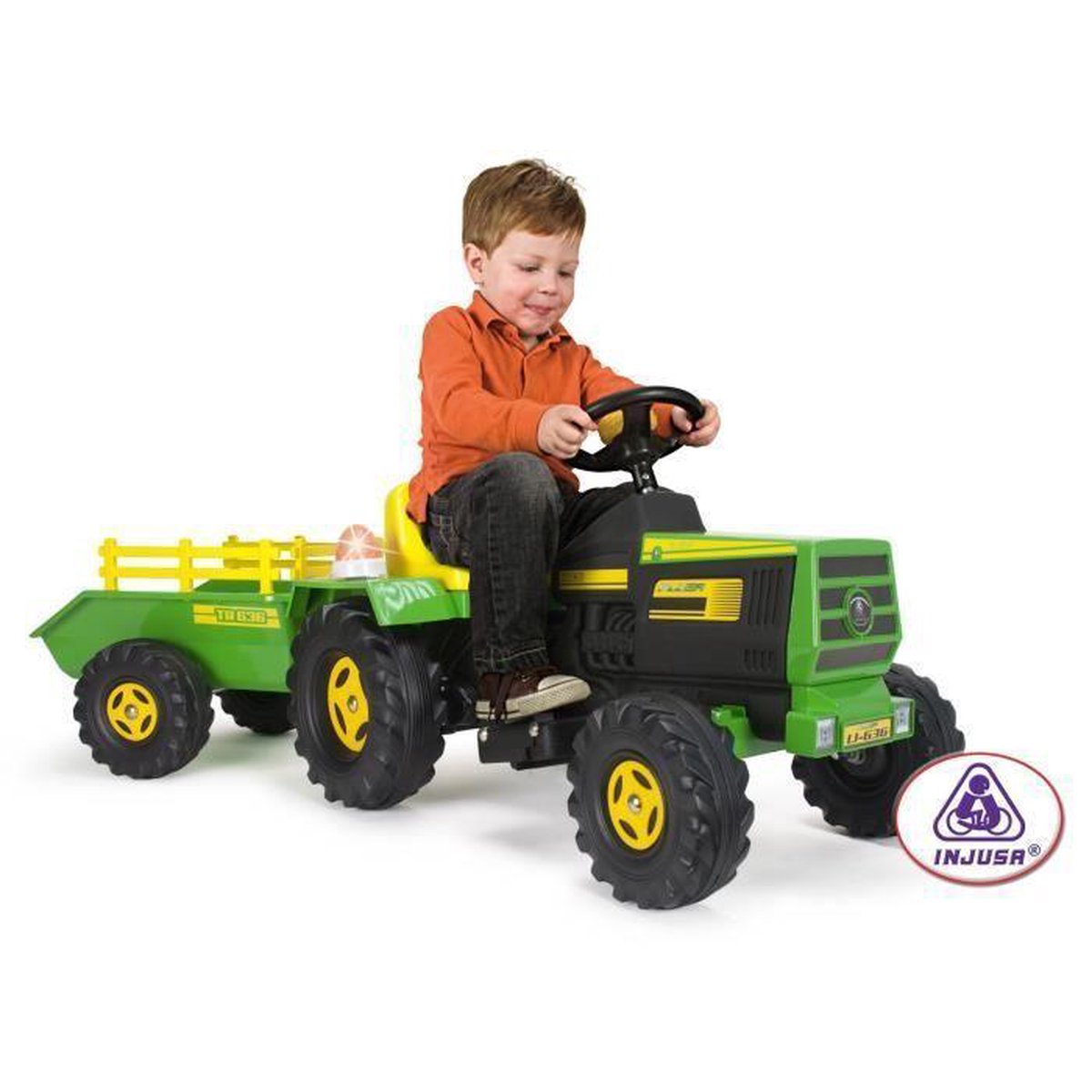 Injusa Accuvoertuig Tractor Met Aanhanger 6v 140 Cm - Groen