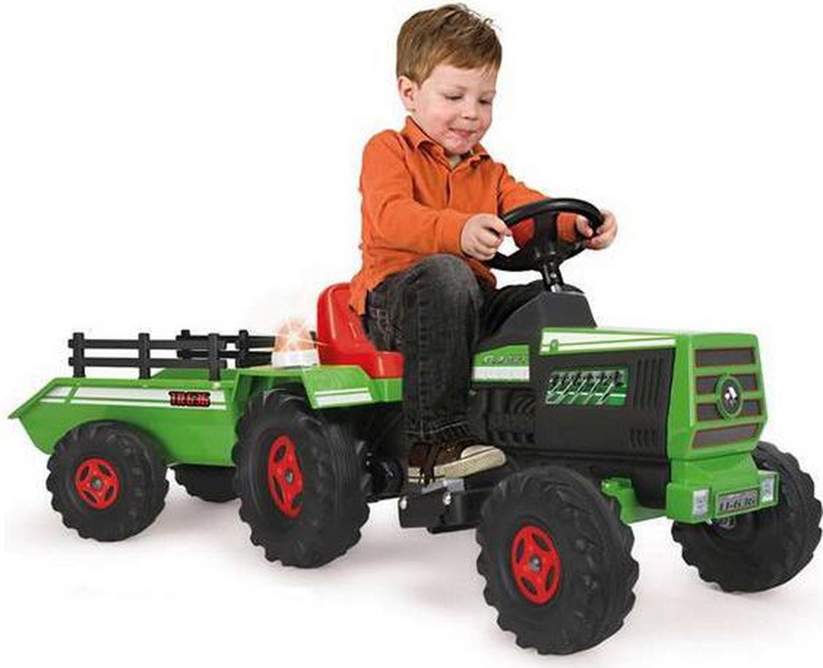 Injusa Accuvoertuig Tractor Met Aanhanger 6v 140 Cm - Groen