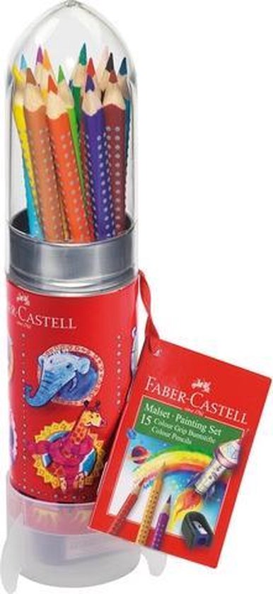 Faber Castell Kleurpotlood Faber-castell Grip Raket Met 15 Stuks Assorti - Wit