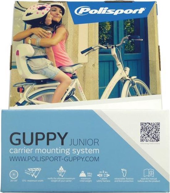 Polisport Duo Fietszitje Achter Guppy Junior Cfs 8636100010 - Grijs
