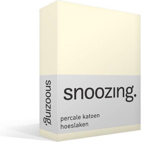 Snoozing - Hoeslaken -180x220 - Percale Katoen - Ivoor - Wit