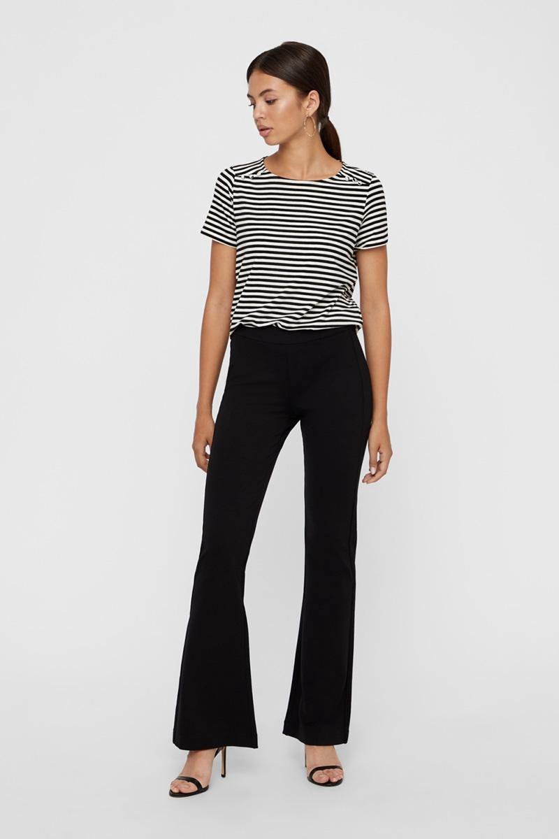 VERO MODA Flared Jersey Broek Dames - Zwart