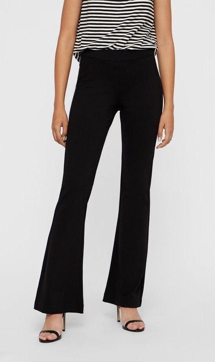 VERO MODA Flared Jersey Broek Dames - Zwart