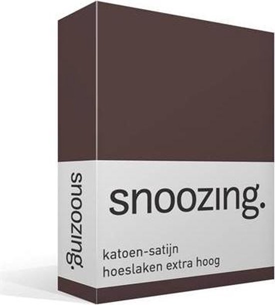 Snoozing - Katoen-satijn - Hoeslaken - Extra Hoog - 160x200 - - Bruin