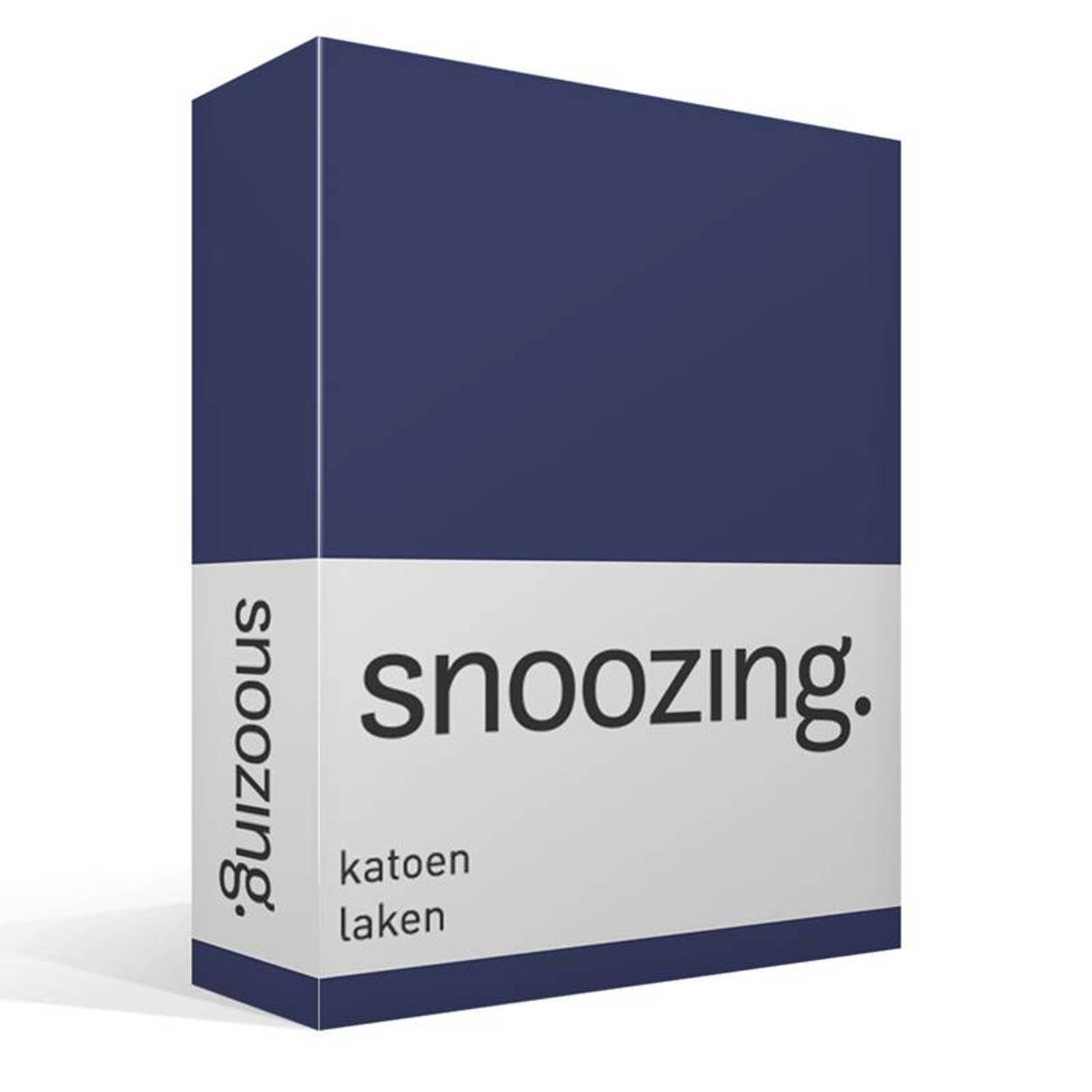 Snoozing - Laken - Katoen - Lits-jumeaux - 240x260 - Navy - Blauw