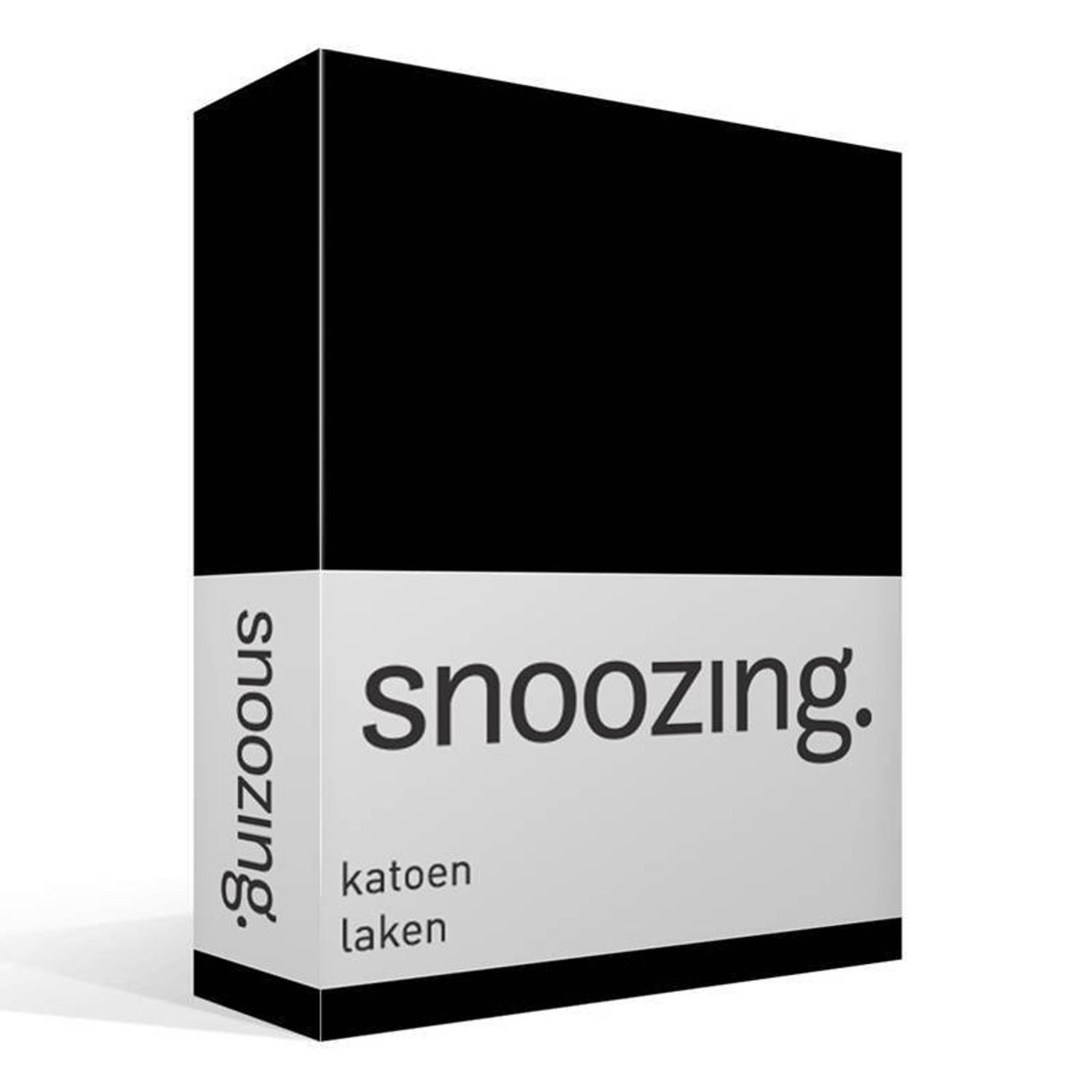 Snoozing - Laken - Katoen - Eenpersoons - 150x260 - - Zwart