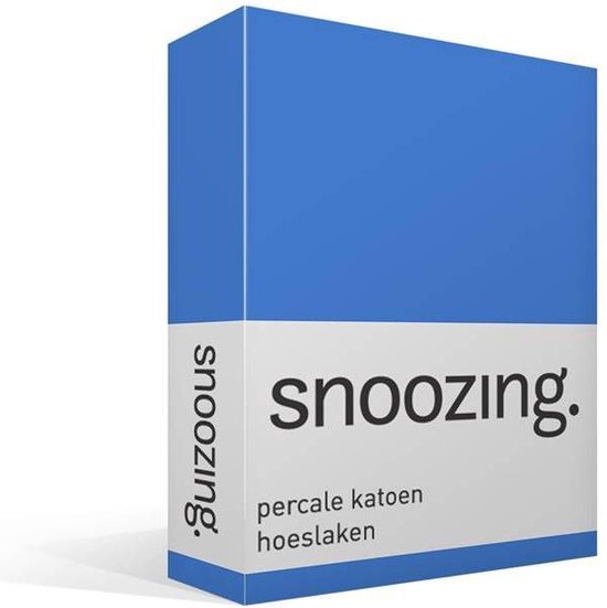 Snoozing - Hoeslaken -100x200 - Percale Katoen - Meermin - Blauw