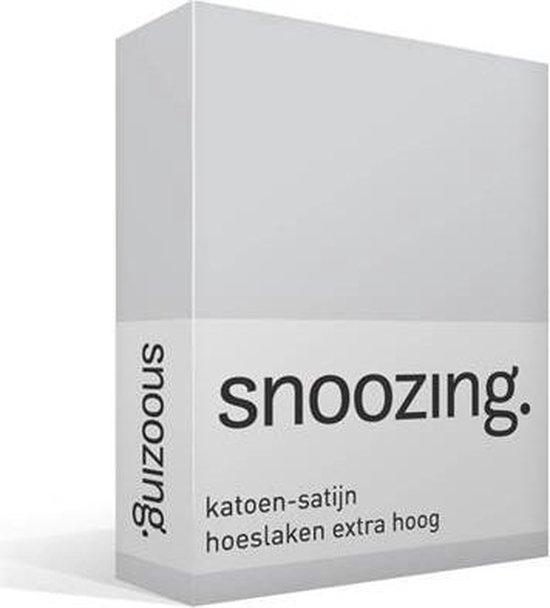 Snoozing - Katoen-satijn - Hoeslaken - Extra Hoog - 200x220 - - Grijs