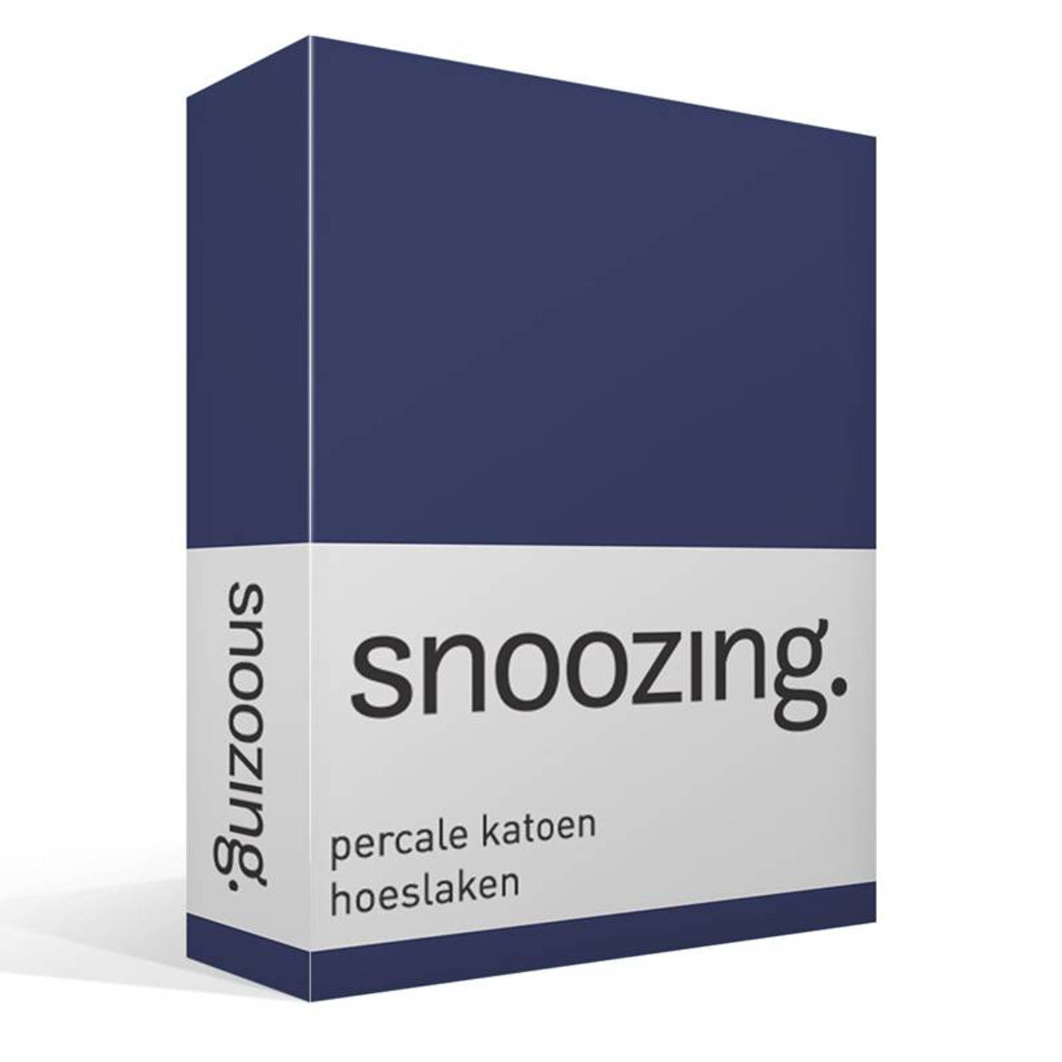 Snoozing - Hoeslaken -90x210 - Percale Katoen - Navy - Blauw