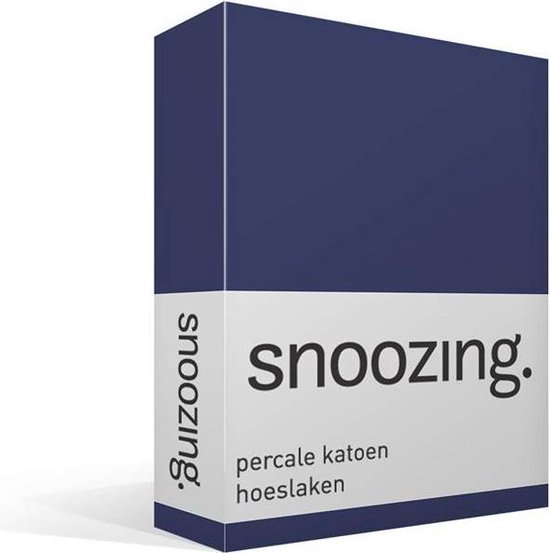 Snoozing - Hoeslaken -90x200 - Percale Katoen - Navy - Blauw