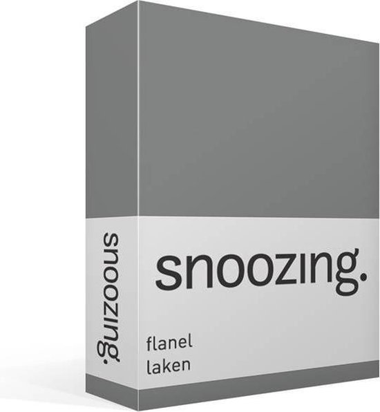 Snoozing - Flanel - Laken - Lits-jumeaux - 280x300 - Antraciet - Grijs