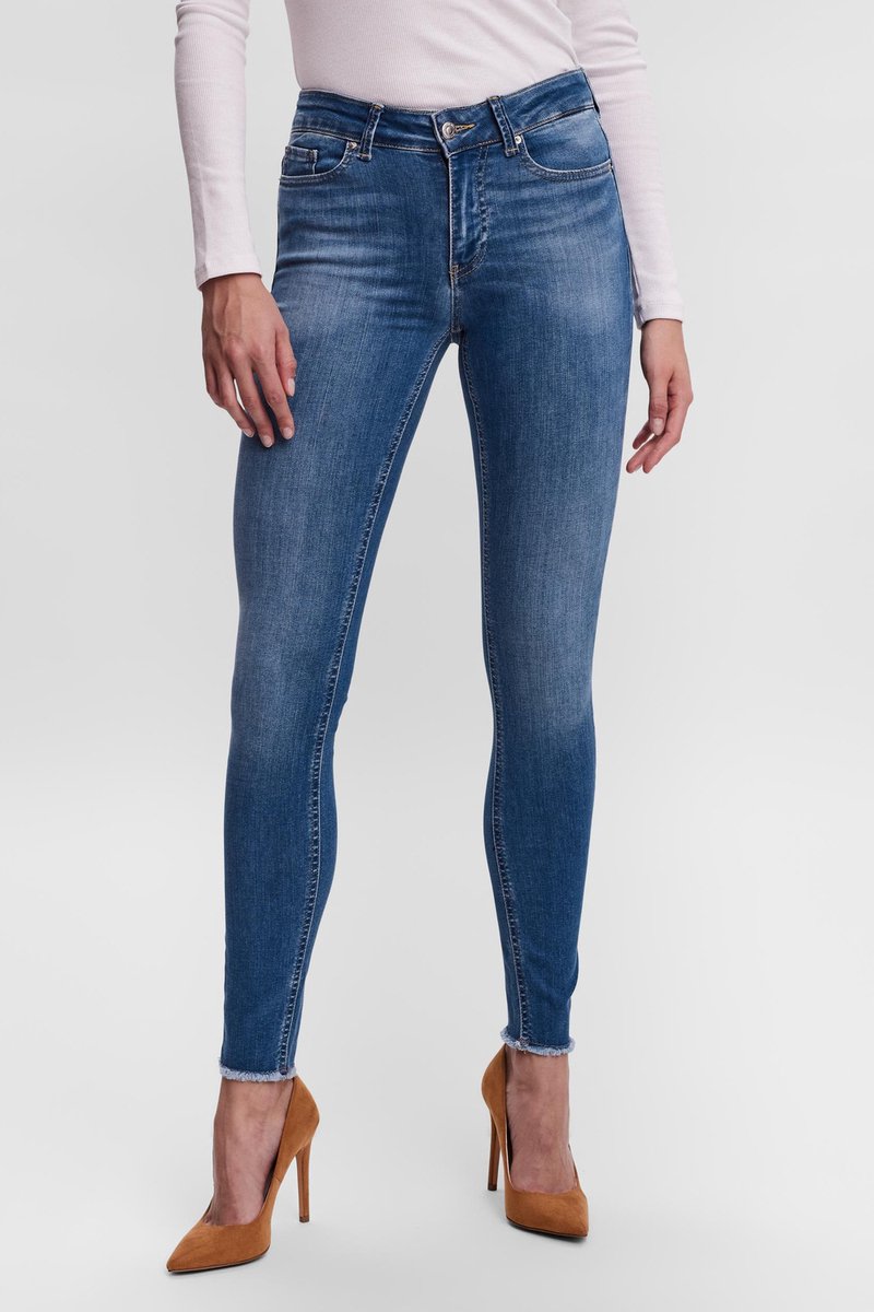 VERO MODA Vmpeach Normal Waist Skinny Jeans Dames - Azul