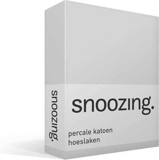 Snoozing - Hoeslaken -90x200 - Percale Katoen - - Grijs