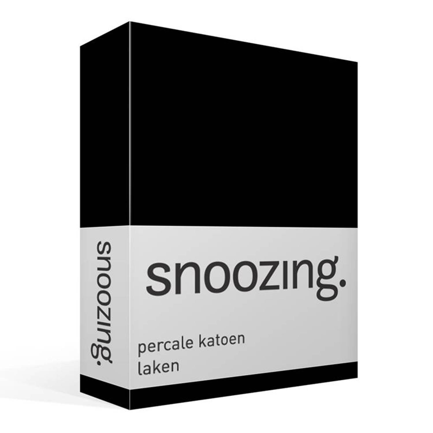 Snoozing - Laken - Lits-jumeaux - Percale Katoen - 240x260 - - Zwart