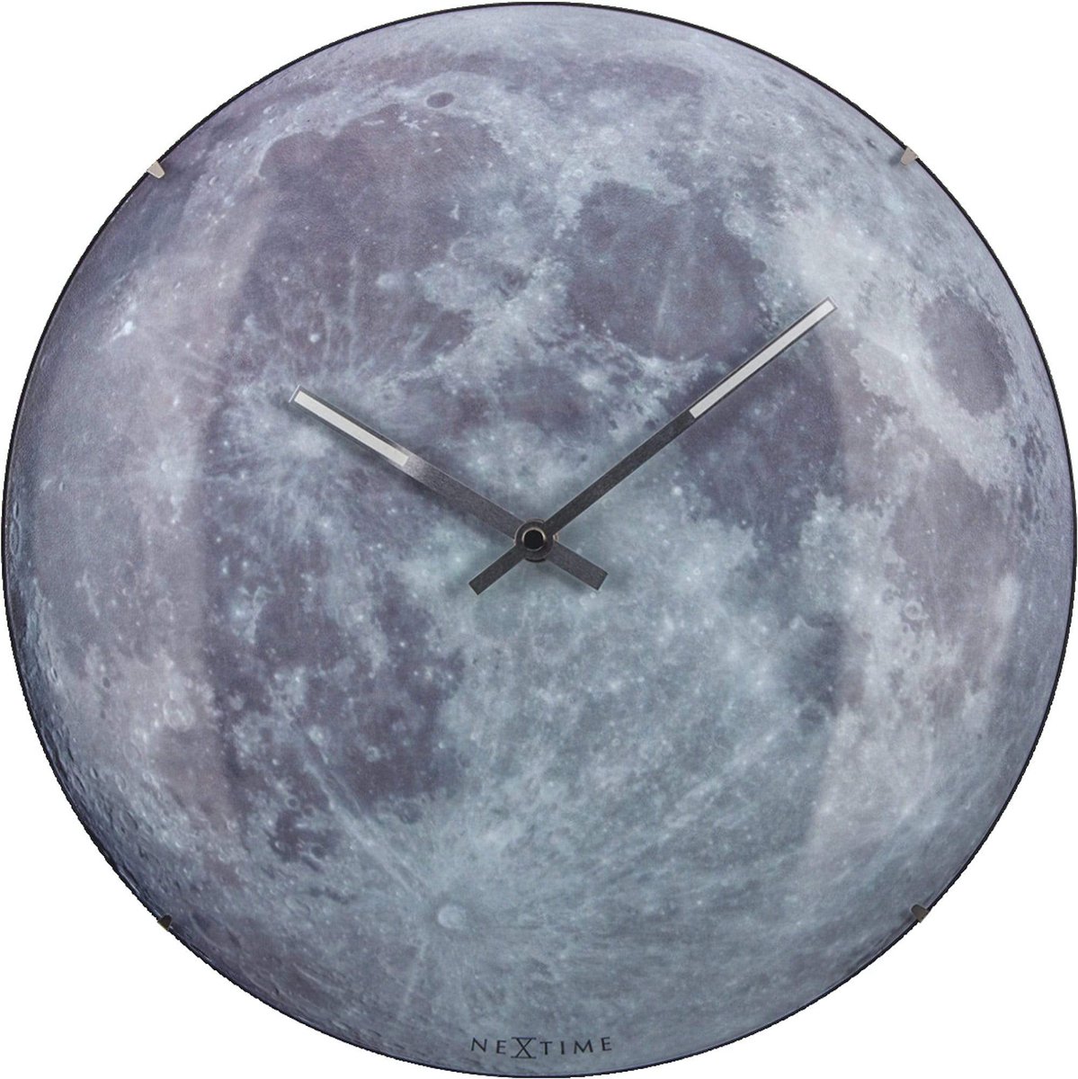 Nextime Wandklok Dia. 35 Cm, Bol Glas, ' Moon Dome' - Blauw