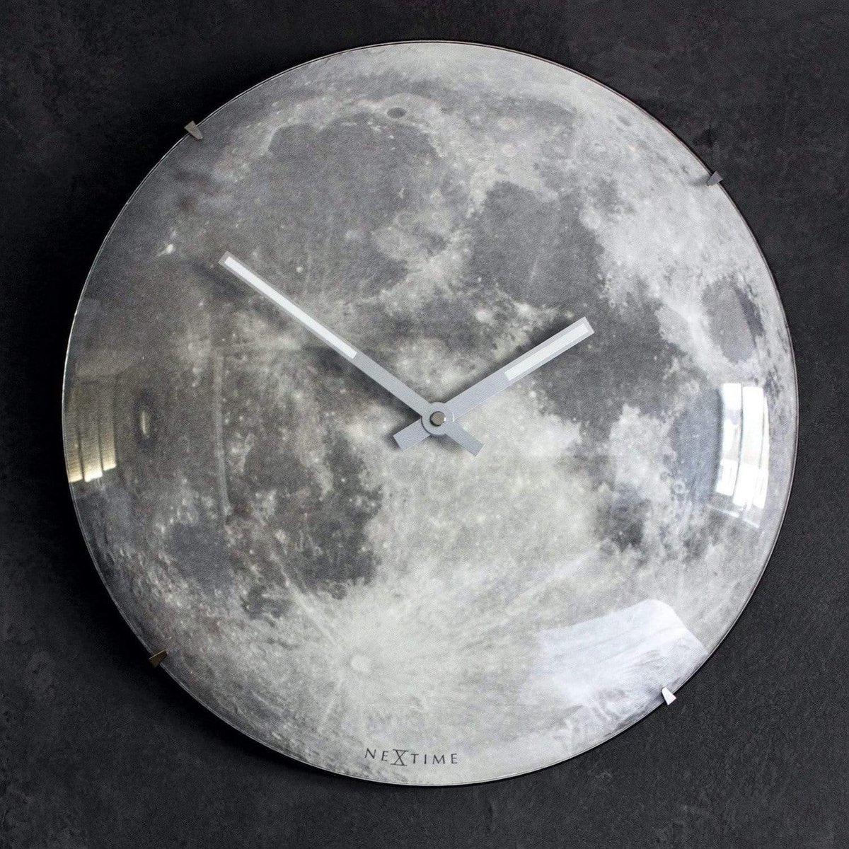 Nextime Wandklok Dia. 35 Cm, Bol Glas, ' Moon Dome' - Blauw