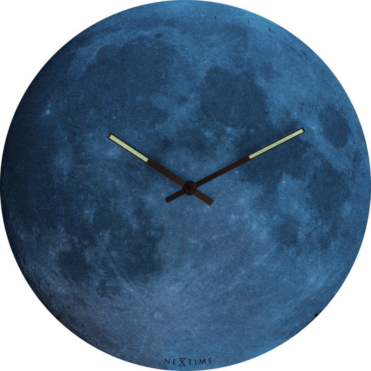 Nextime Wandklok Dia. 35 Cm, Bol Glas, ' Moon Dome' - Blauw