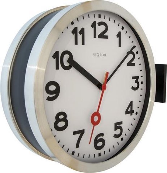 Nextime Wandklok Dia. 38 Cm, Aluminium/glas, - Wit