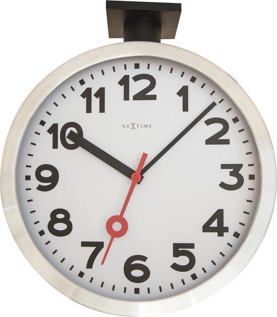 Nextime Wandklok Dia. 38 Cm, Aluminium/glas, - Wit